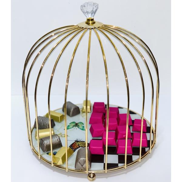 Golden sweets display cage 