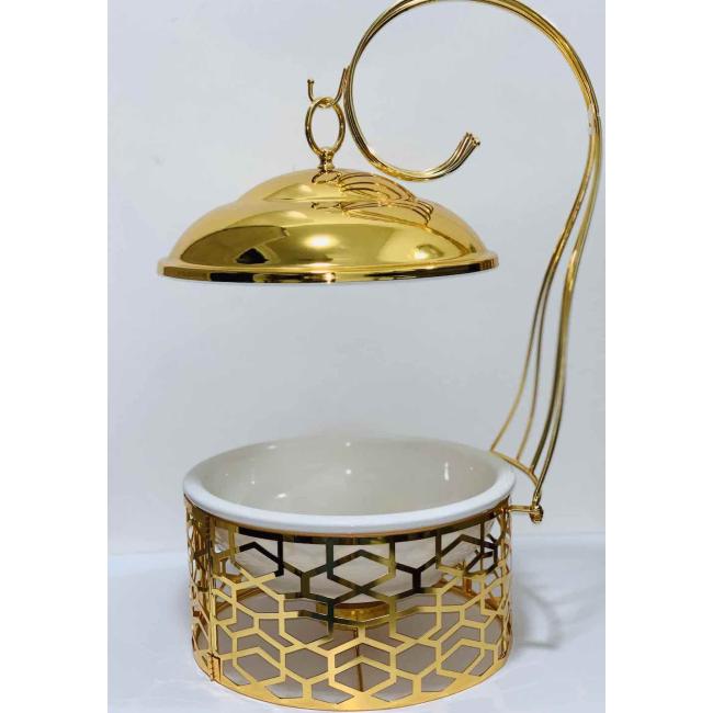 Golden ceramic warming pot