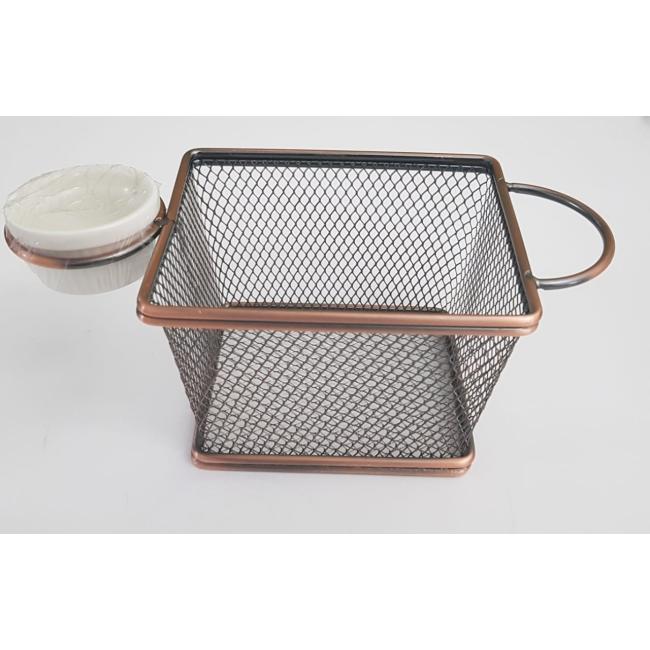 French fries basket with sauce holder - bronze color