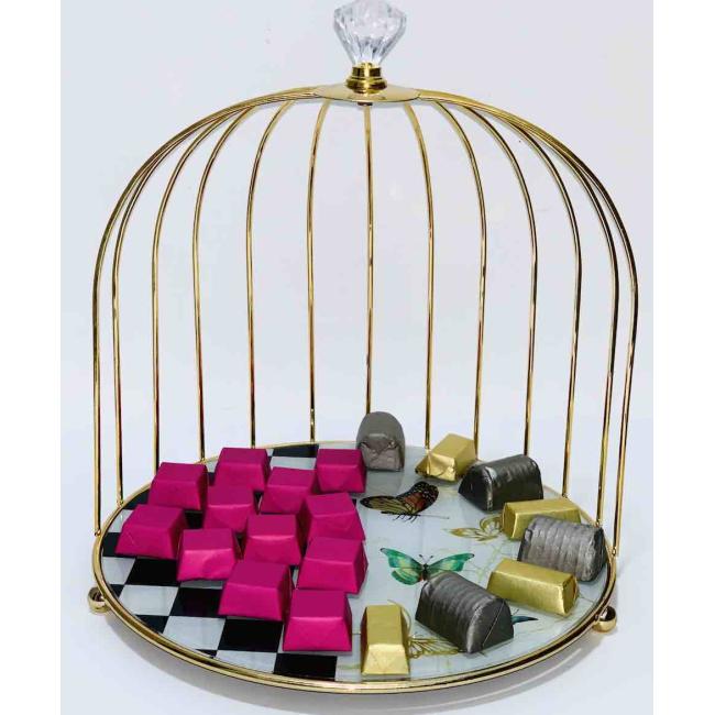 Golden sweets display cage 