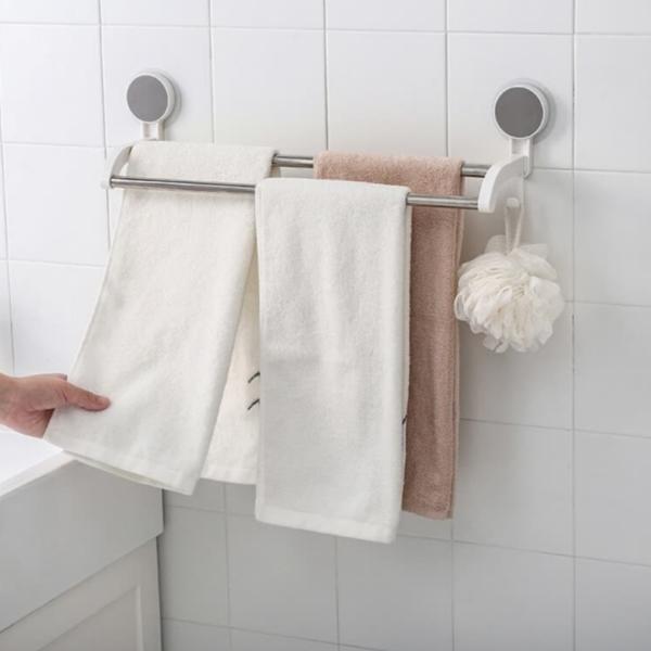 Traceless double towel rack