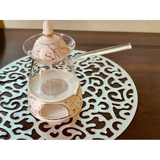 Glass Turkish Coffee Pot With Candle Warmer, Candle Coffee Warmer